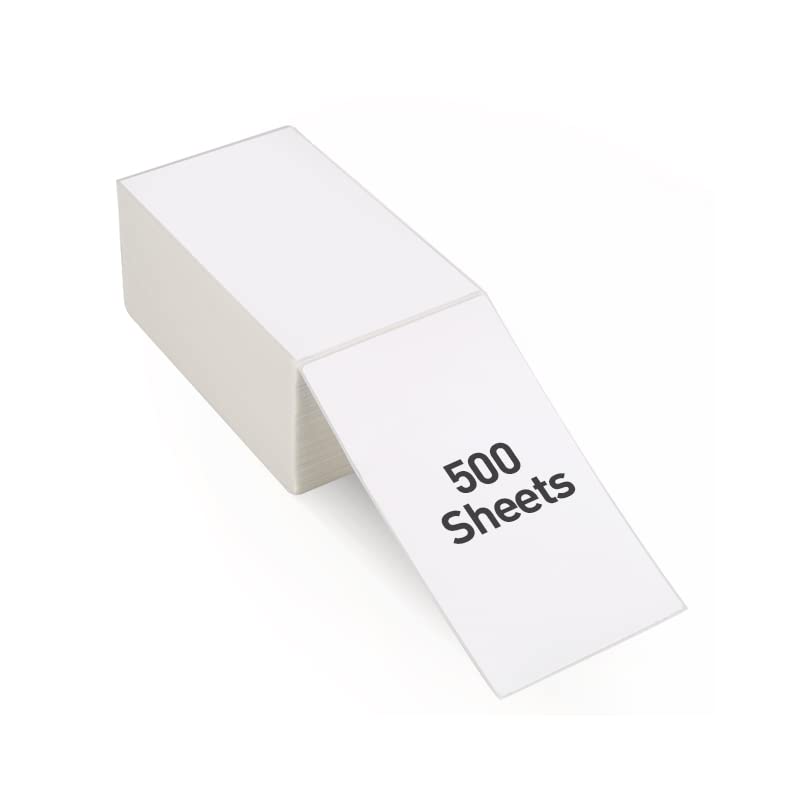 Soonmark Fanfold 4â€x 6â€ Thermal Shipping Labels Self Adhesive, 500 Postage Mailing Labels for Thermal Printer - Image 1